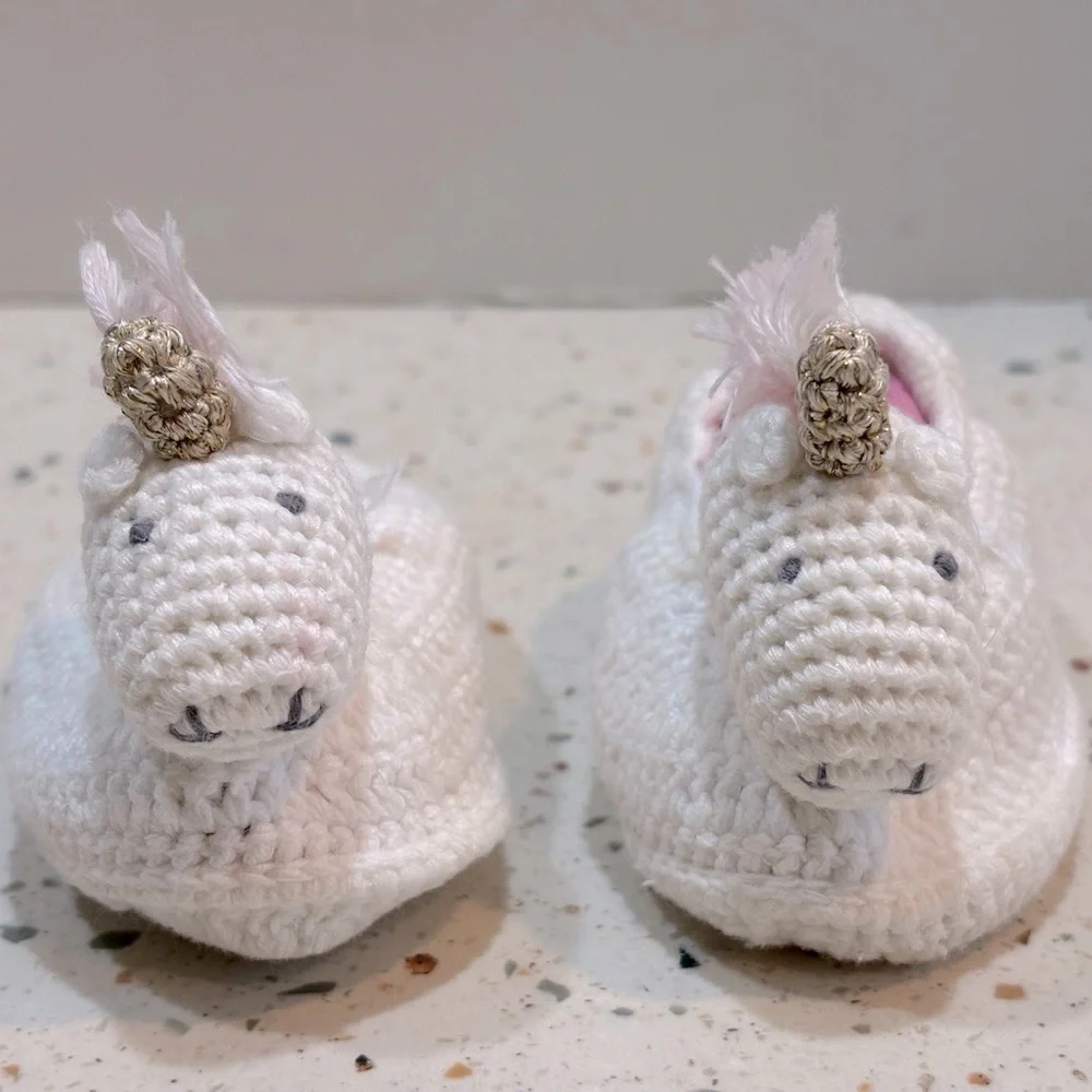 Albetta Premium Unicorn Knit Baby Booties‎ Slippers 3/6 Months Old
